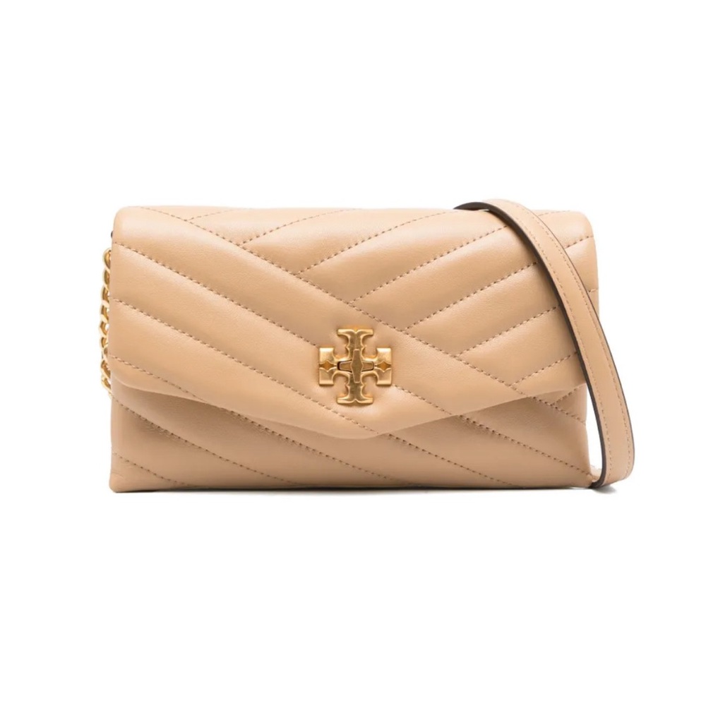 Tory Burch Tan Kira Chevron Chain Wallet